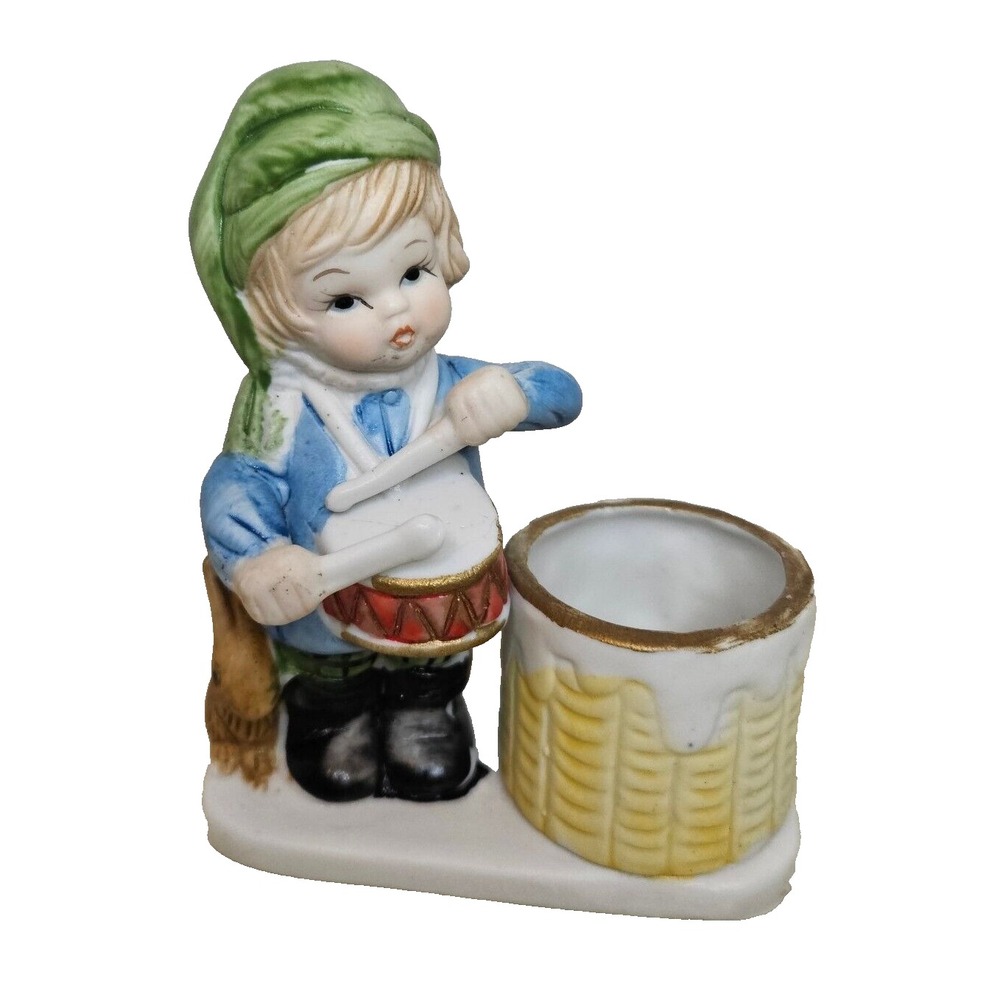 Jasco Drummer Boy Votive Candle Holder Christmas Luvkins Porcelain 1978 Vintage